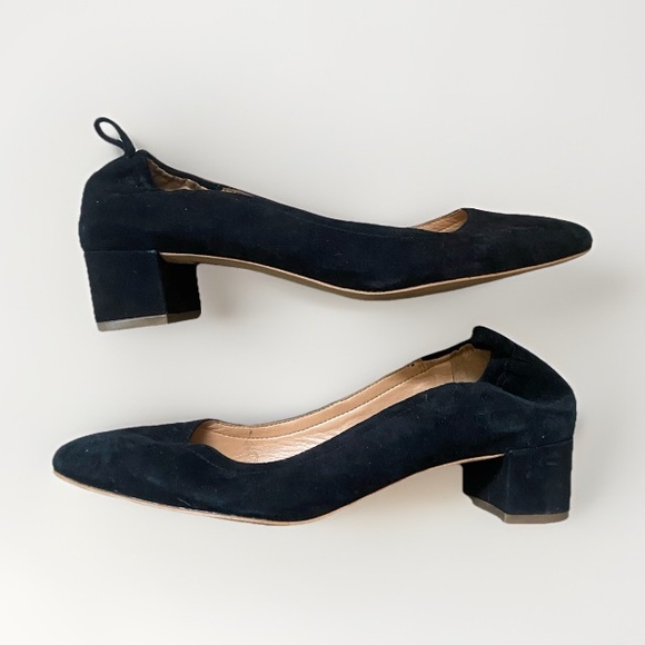 J. Crew Black Anya Suede Leather Block Heel Shoes Women’s 8.5 Career Shoes Pump - Picture 5 of 12